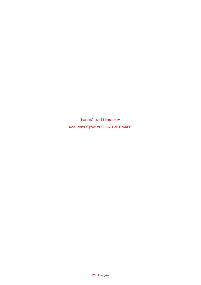 Page 1 de la notice Manuel utilisateur LG HXF1P50FB