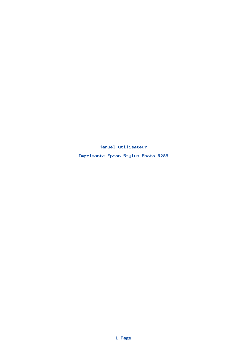 Page 1 de la notice Manuel utilisateur Epson Stylus Photo R285