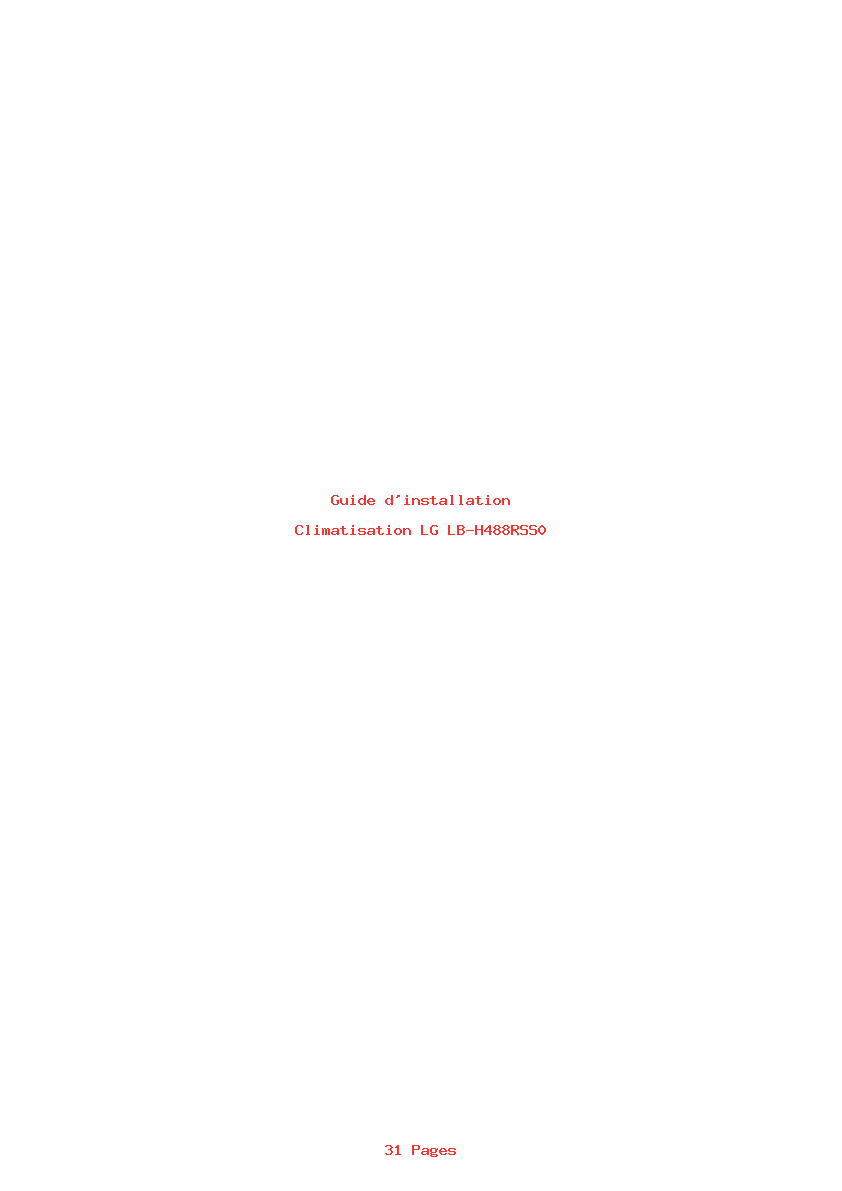 Page 1 de la notice Guide d'installation LG LB-H488RSS0