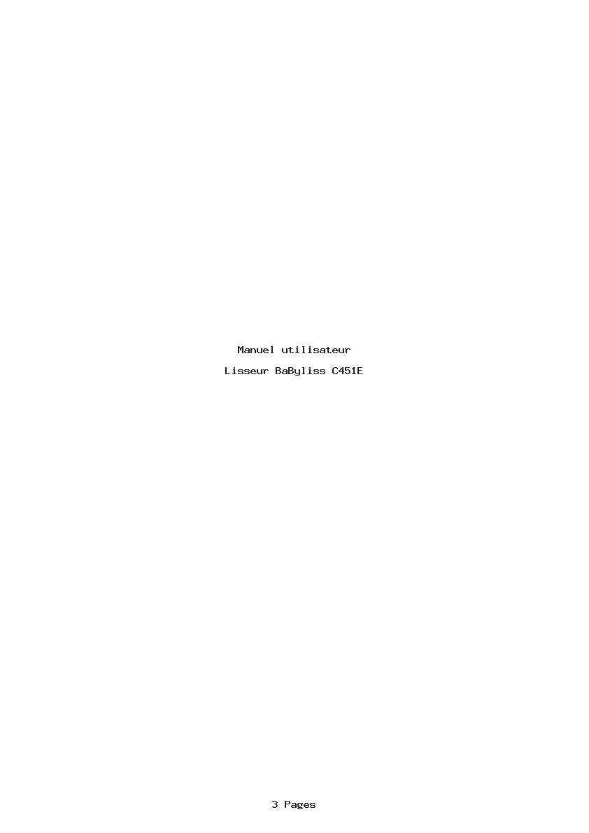 Page 1 de la notice Manuel utilisateur BaByliss C451E
