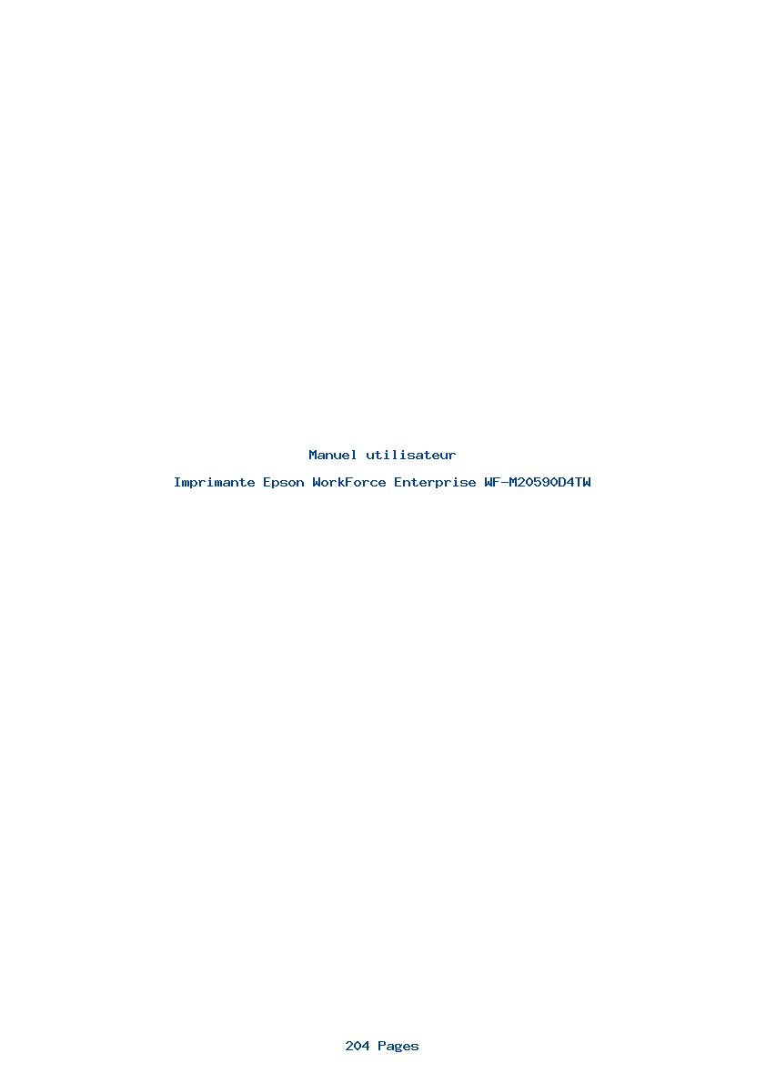 Page 1 de la notice Manuel utilisateur Epson WorkForce Enterprise WF-M20590D4TW