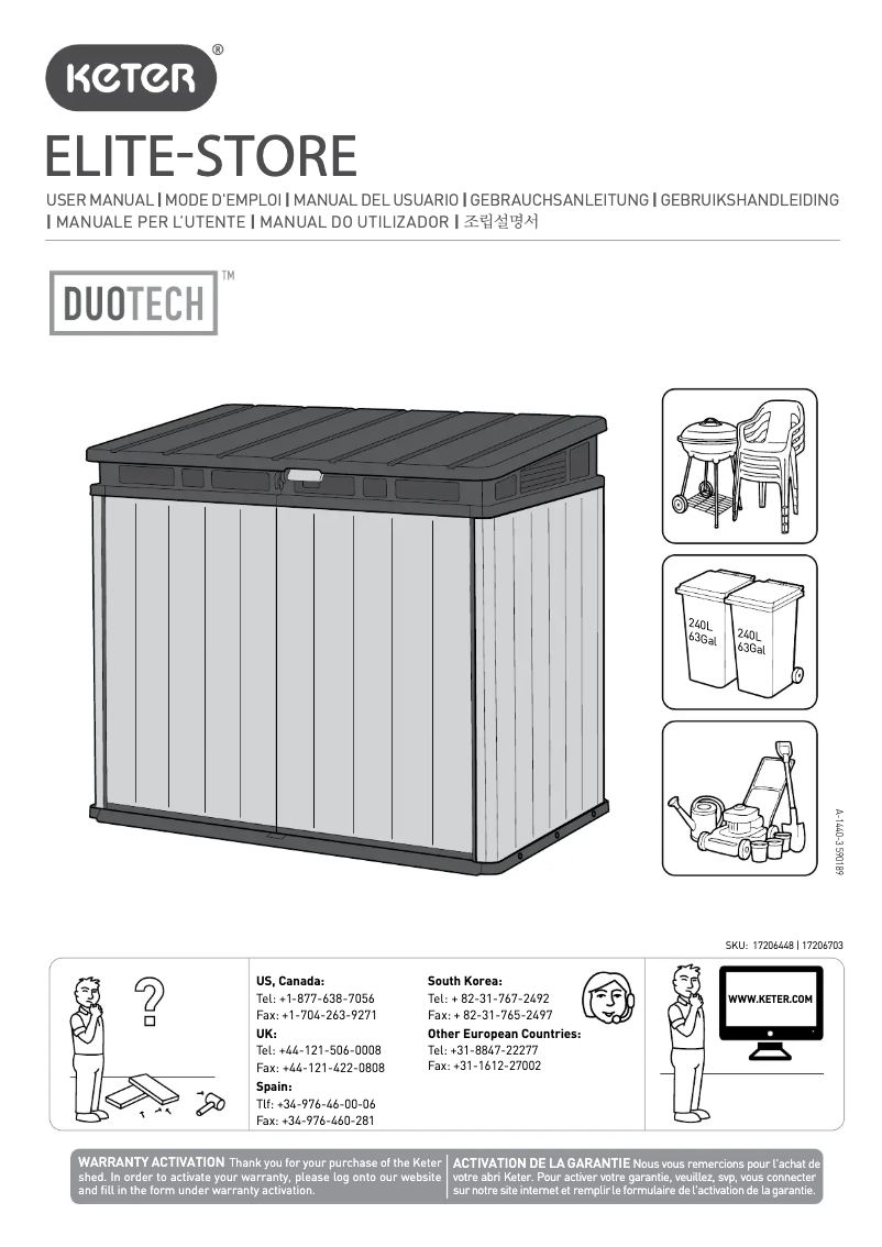 Page 1 de la notice Manuel utilisateur Keter ELITE-STORE