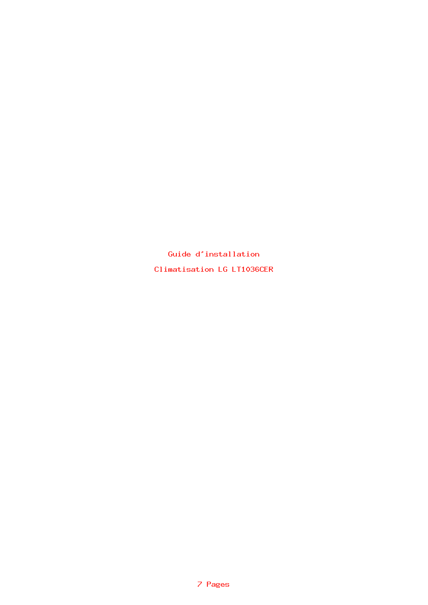 Page 1 de la notice Guide d'installation LG LT1036CER