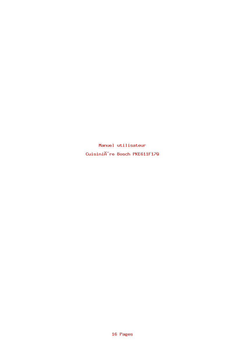 Page 1 de la notice Manuel utilisateur Bosch PKE611F17Q