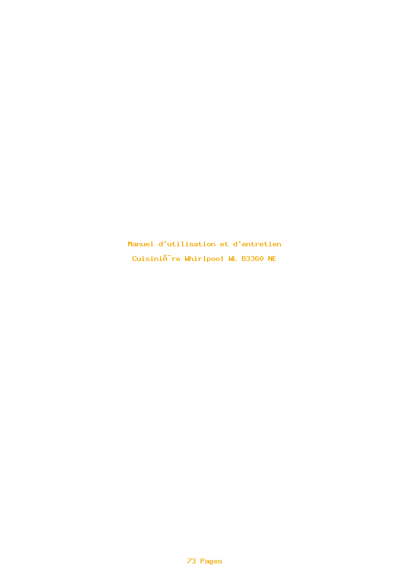 Page 1 de la notice Manuel d'utilisation et d'entretien Whirlpool WL B3360 NE