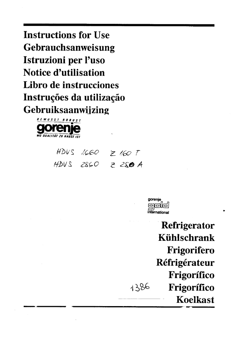 Page 1 de la notice Manuel utilisateur Gorenje Z160T