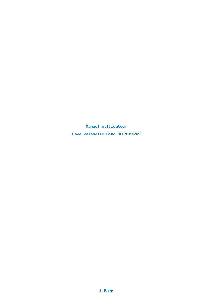 Page 1 de la notice Manuel utilisateur Beko BDFN15420S