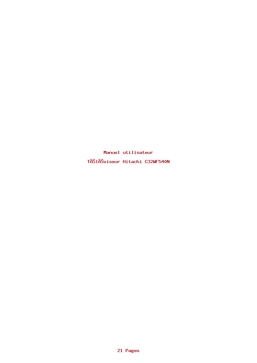 Page 1 de la notice Manuel utilisateur Hitachi C32WF540N