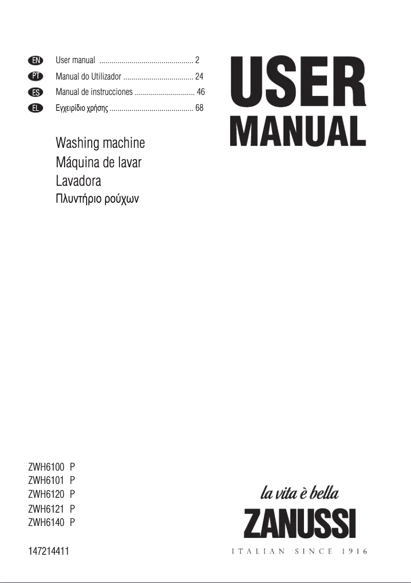 Página 1 del manual Manual de usuario Zanussi ZWH6101P