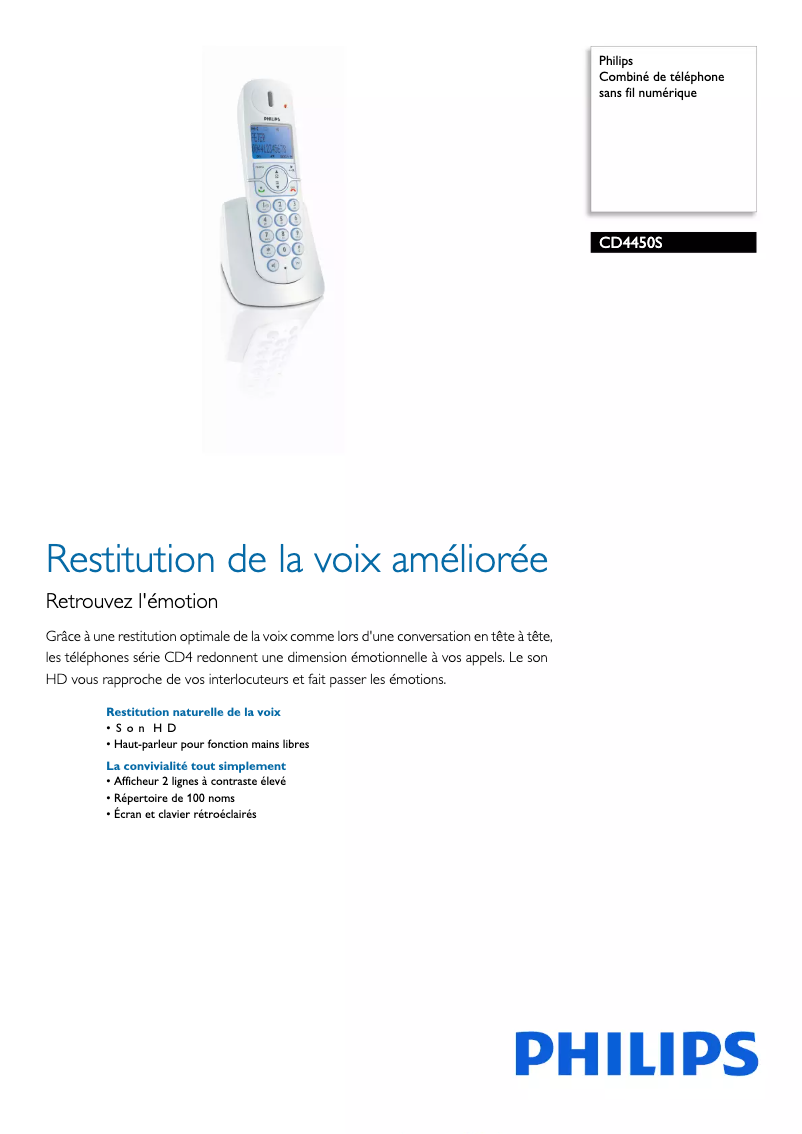 First page image of the manual for CD4450S