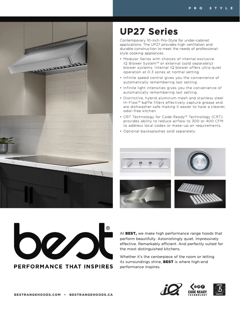 Page 1 de la notice Fiche technique Best UP27M36SB