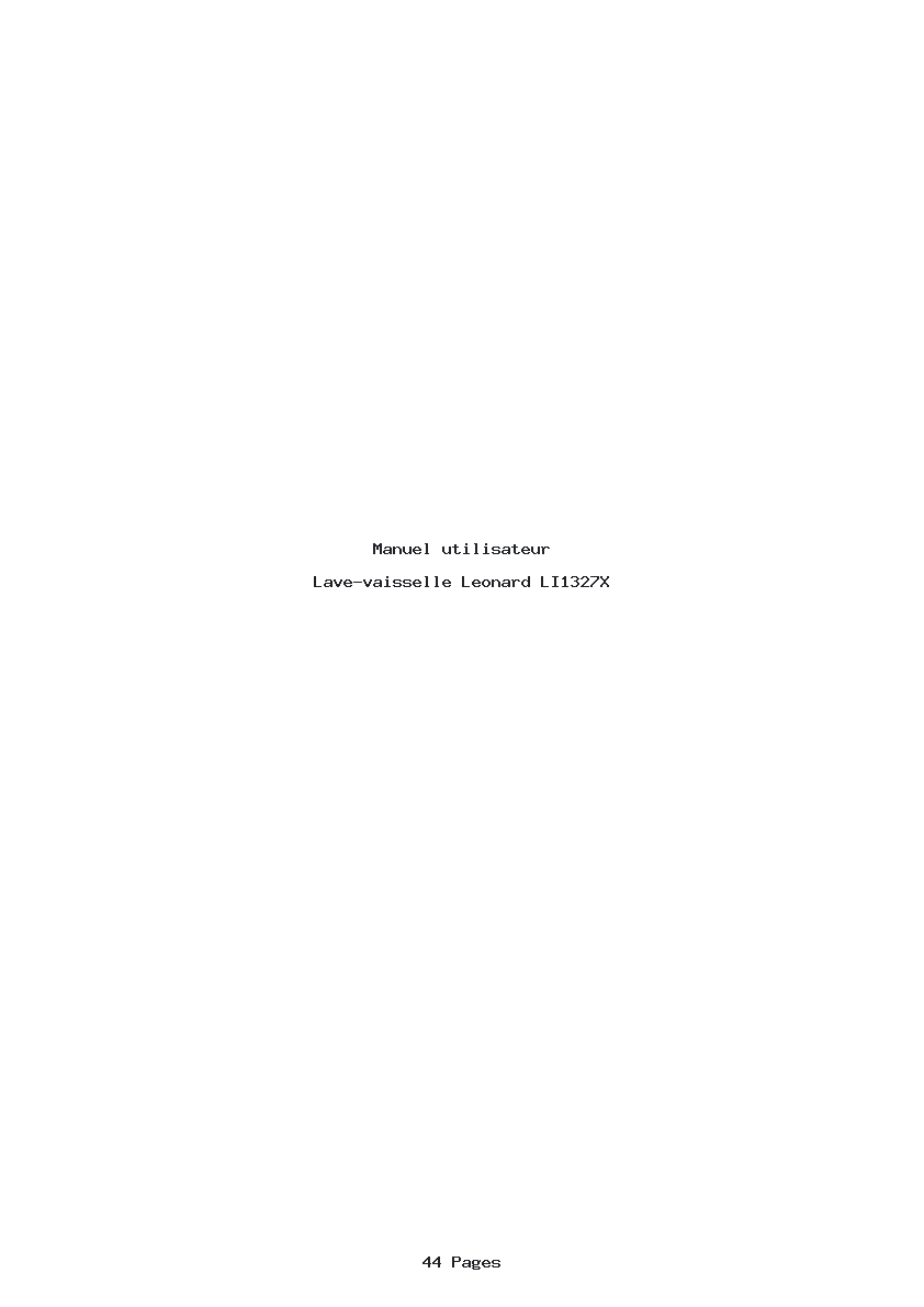 Page 1 de la notice Manuel utilisateur Leonard LI1327X