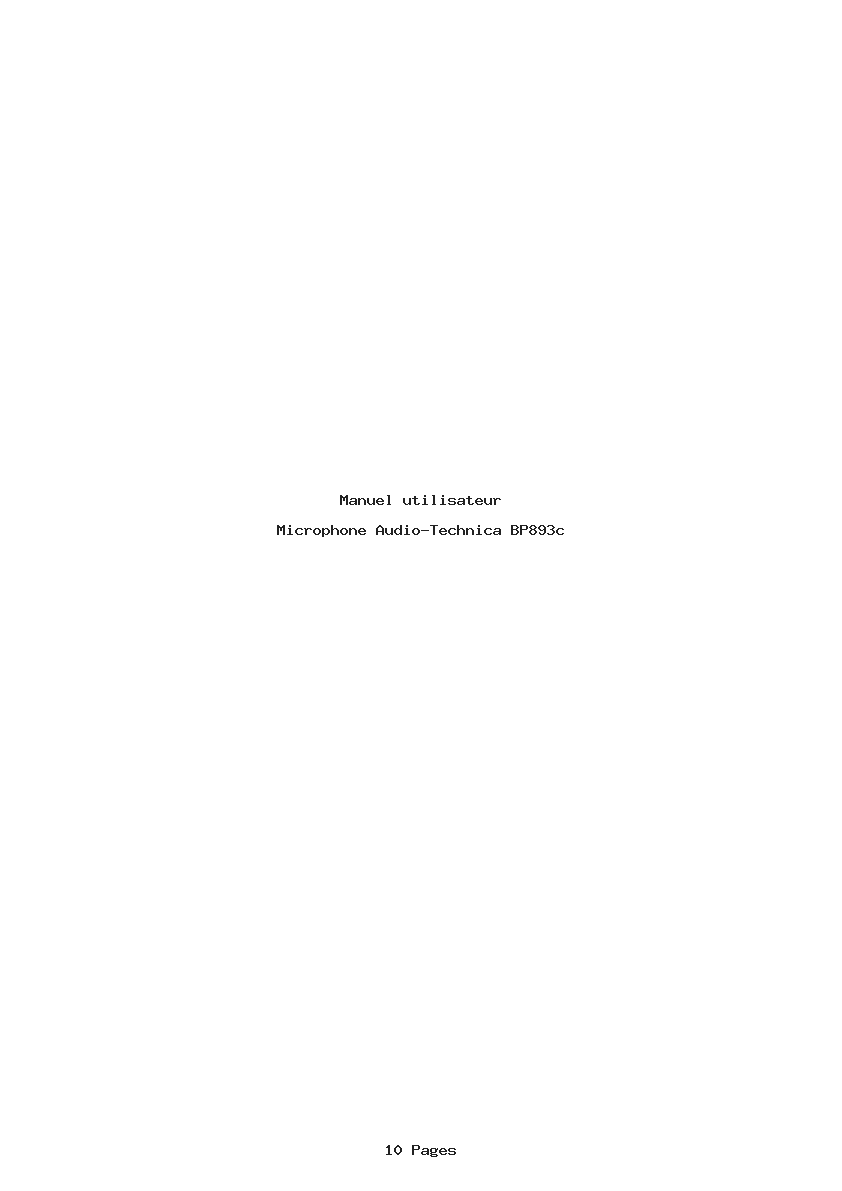 Page 1 de la notice Manuel utilisateur Audio-Technica BP893c