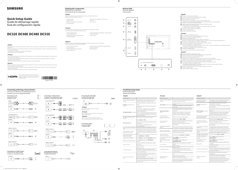 Page 1 de la notice Guide d'installation Samsung DC32E