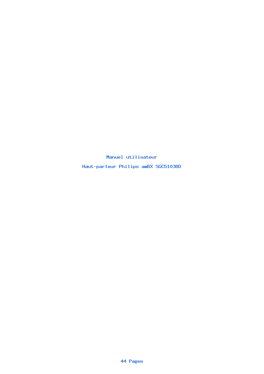 Page 1 de la notice Manuel utilisateur Philips amBX SGC5103BD