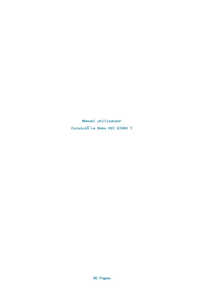 Page 1 de la notice Manuel utilisateur Beko HIC 63401 T
