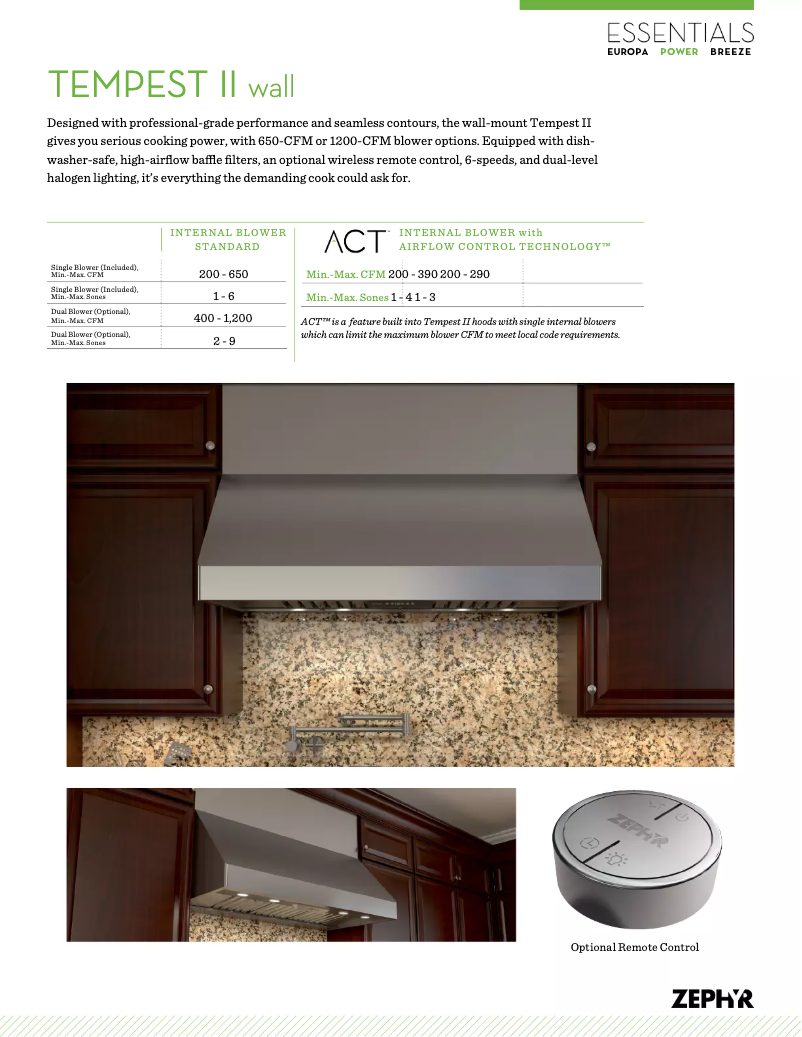 Página 1 del manual Ficha técnica Zephyr AK7548BS