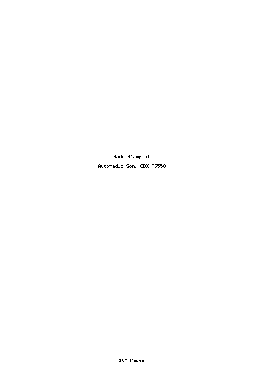 Page 1 de la notice Mode d'emploi Sony CDX-F5550