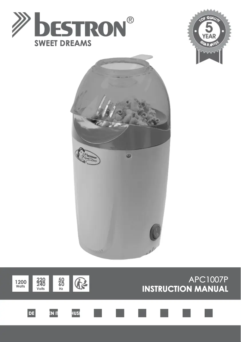 Page 1 de la notice Manuel utilisateur Bestron Sweet Dreams APC1007P