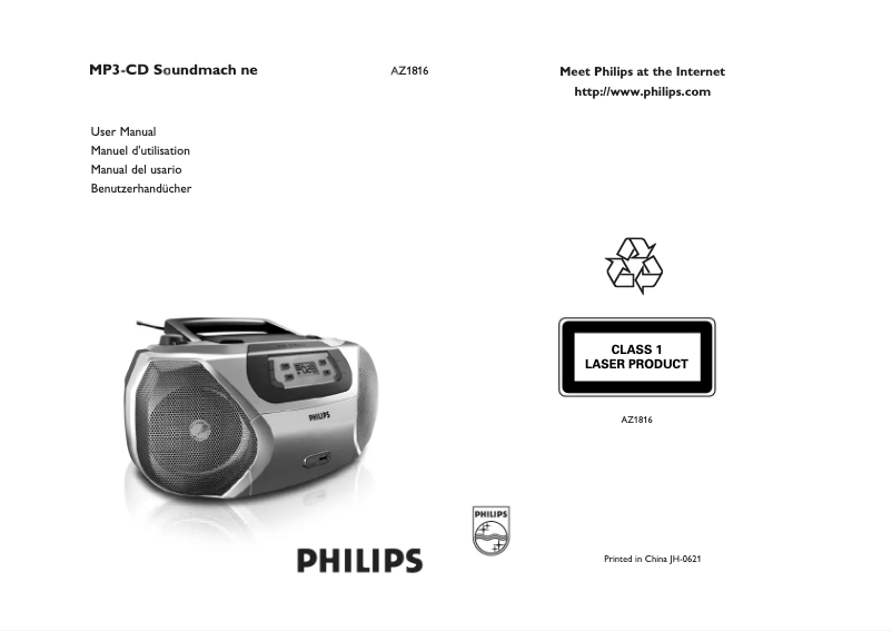 Page n°1 - Manuel utilisateur Philips AZ1816