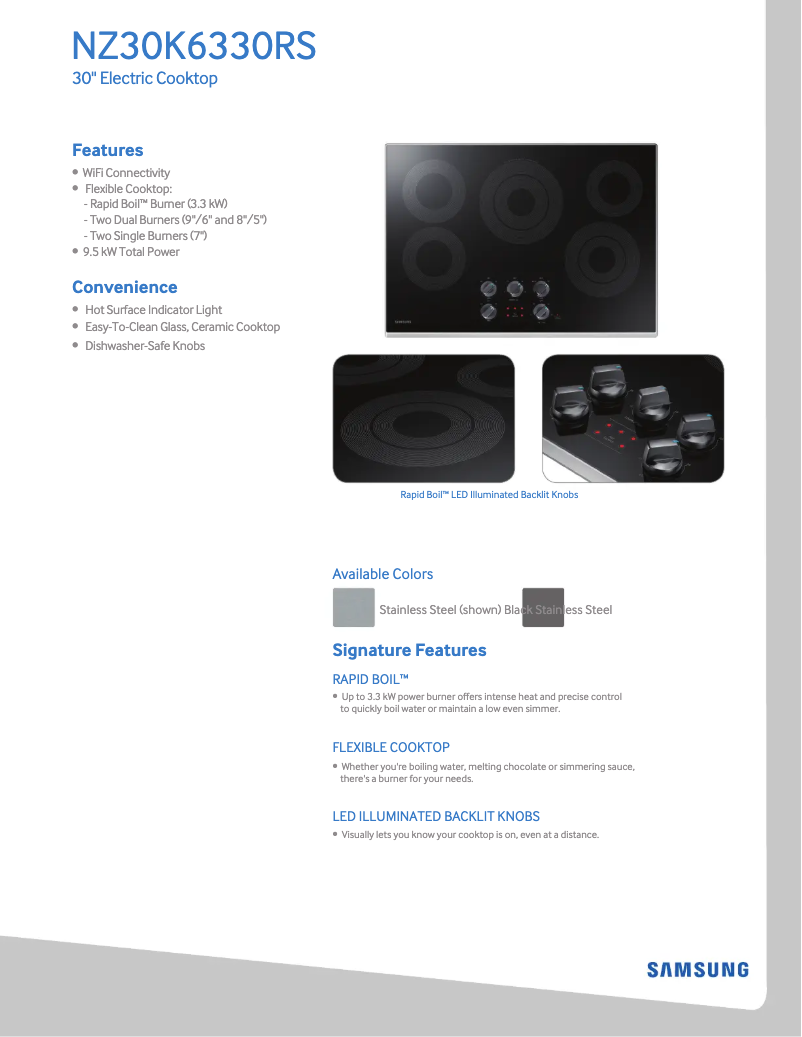 Página 1 del manual Información de garantía Samsung NZ30K6330RS