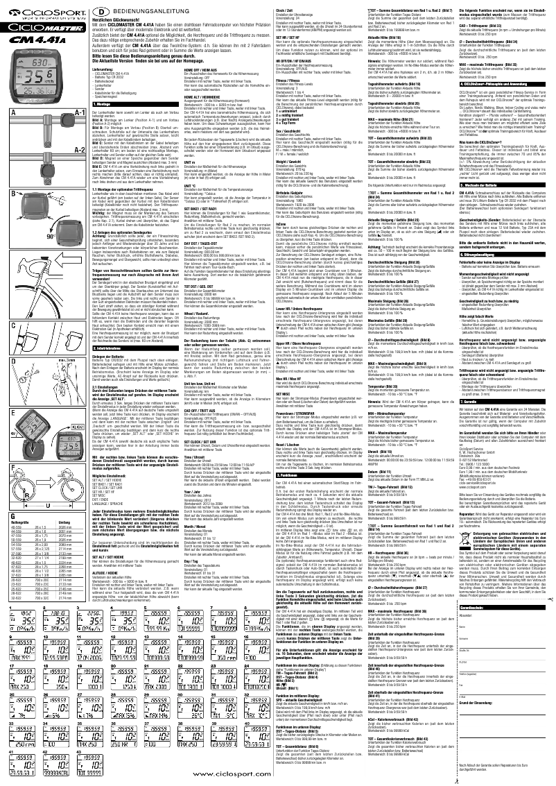 Page 1 of the manual User Manual Ciclo Ciclomaster CM 4.41A