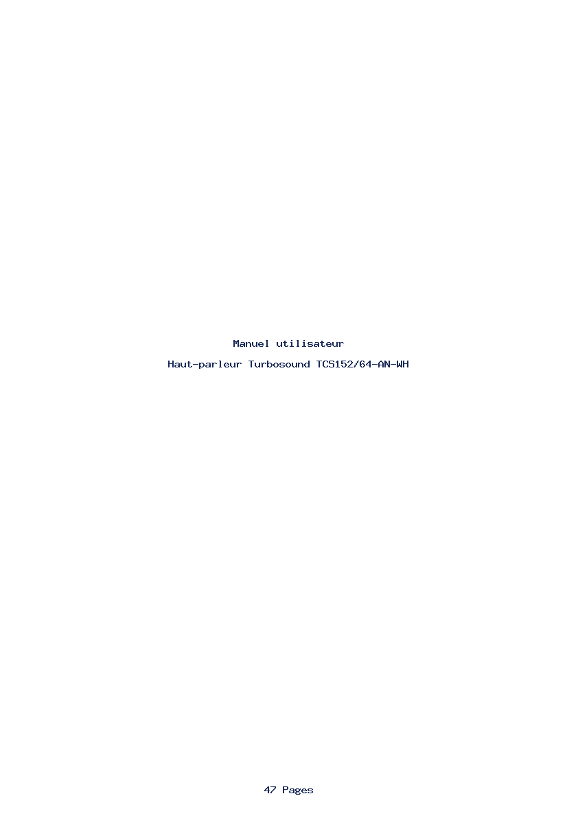 Page 1 de la notice Manuel utilisateur Turbosound TCS152/64-AN-WH
