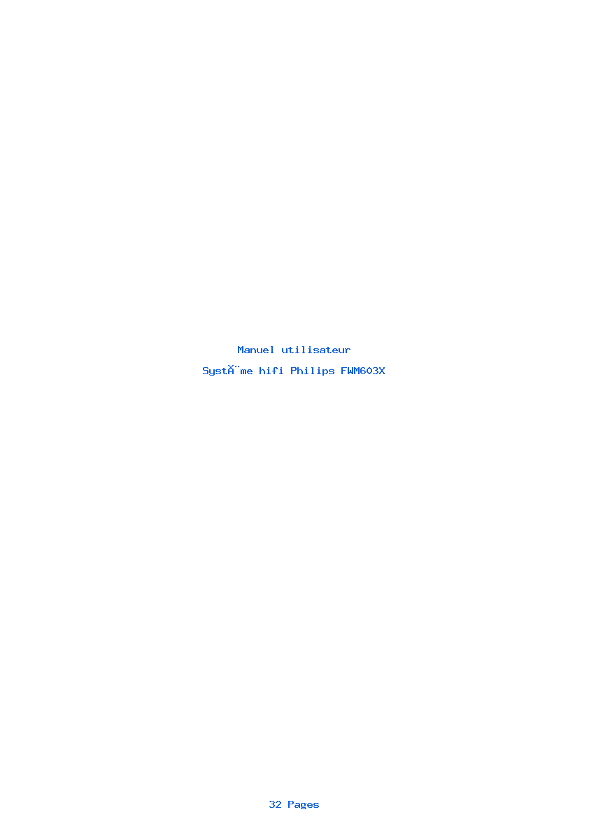 Page 1 de la notice Manuel utilisateur Philips FWM603X