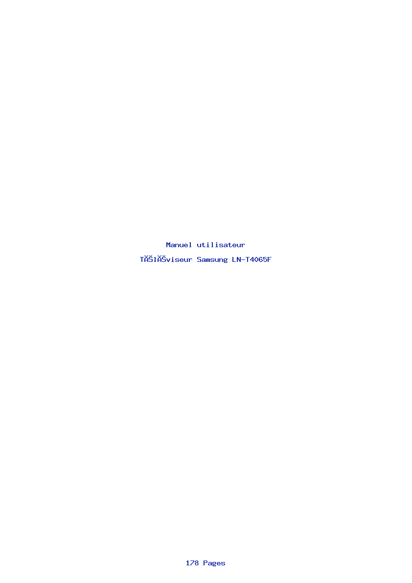 Page 1 de la notice Manuel utilisateur Samsung LN-T4065F