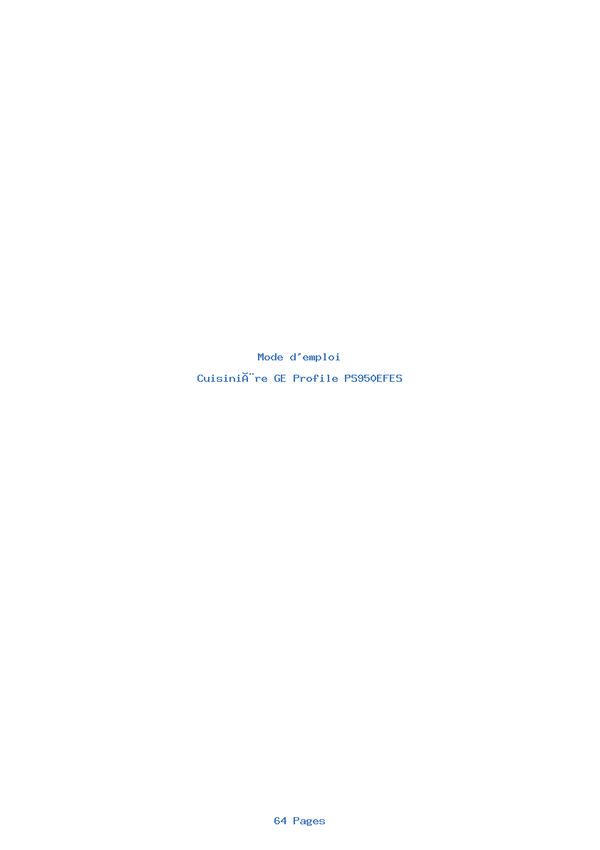 Page 1 de la notice Mode d'emploi GE Profile PS950EFES