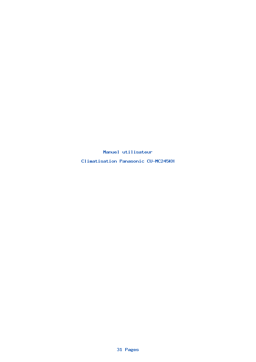 Page 1 de la notice Manuel utilisateur Panasonic CU-MC245KH