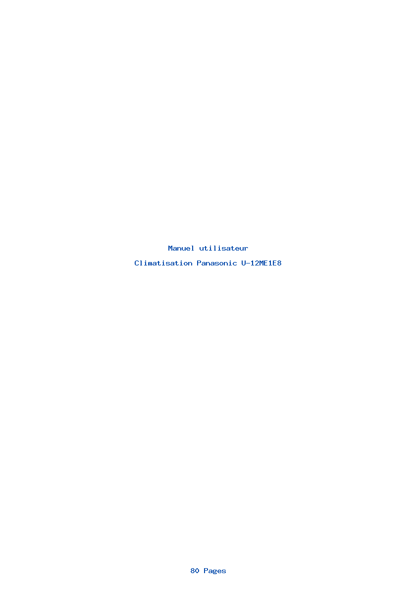 Page 1 de la notice Manuel utilisateur Panasonic U-12ME1E8