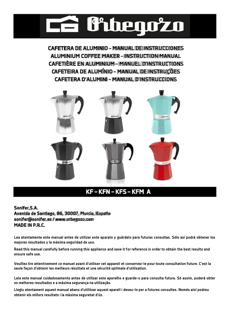 Page 1 de la notice Manuel utilisateur Orbegozo KFM 630