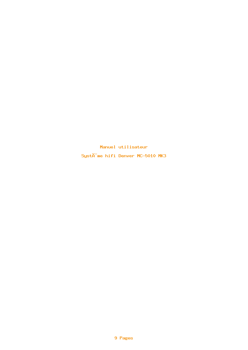 Page 1 de la notice Manuel utilisateur Denver MC-5010 MK3