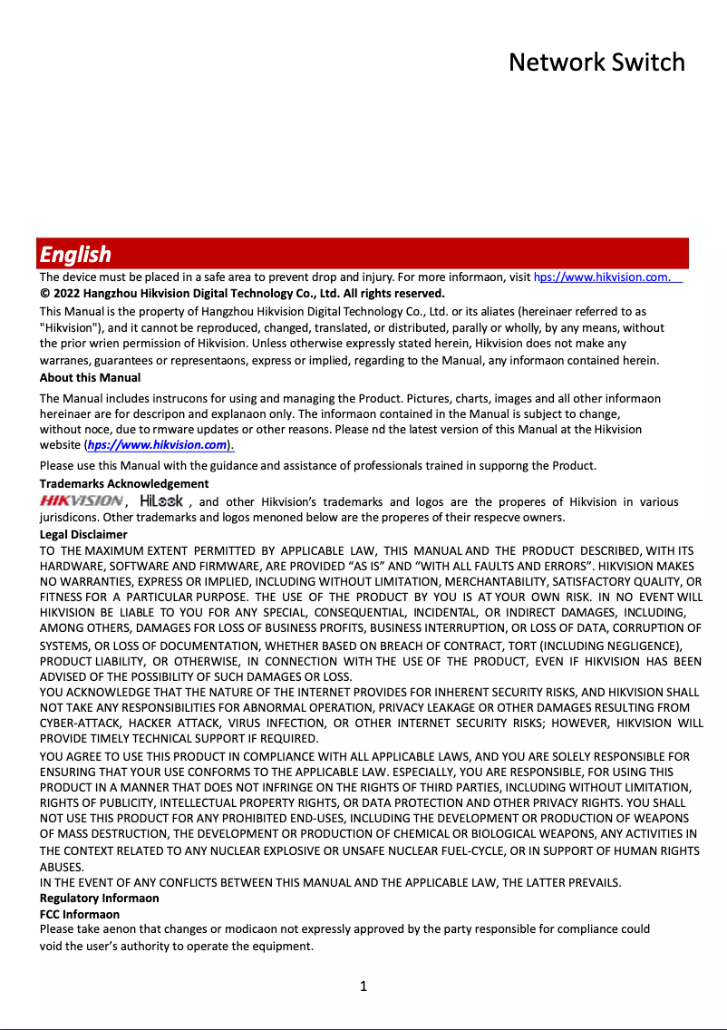 Page 1 de la notice Manuel utilisateur Hikvision DS-3E0318P-E