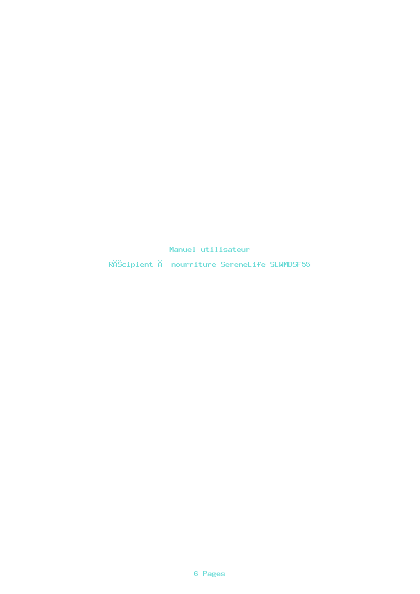 Page 1 de la notice Manuel utilisateur SereneLife SLWMDSF55