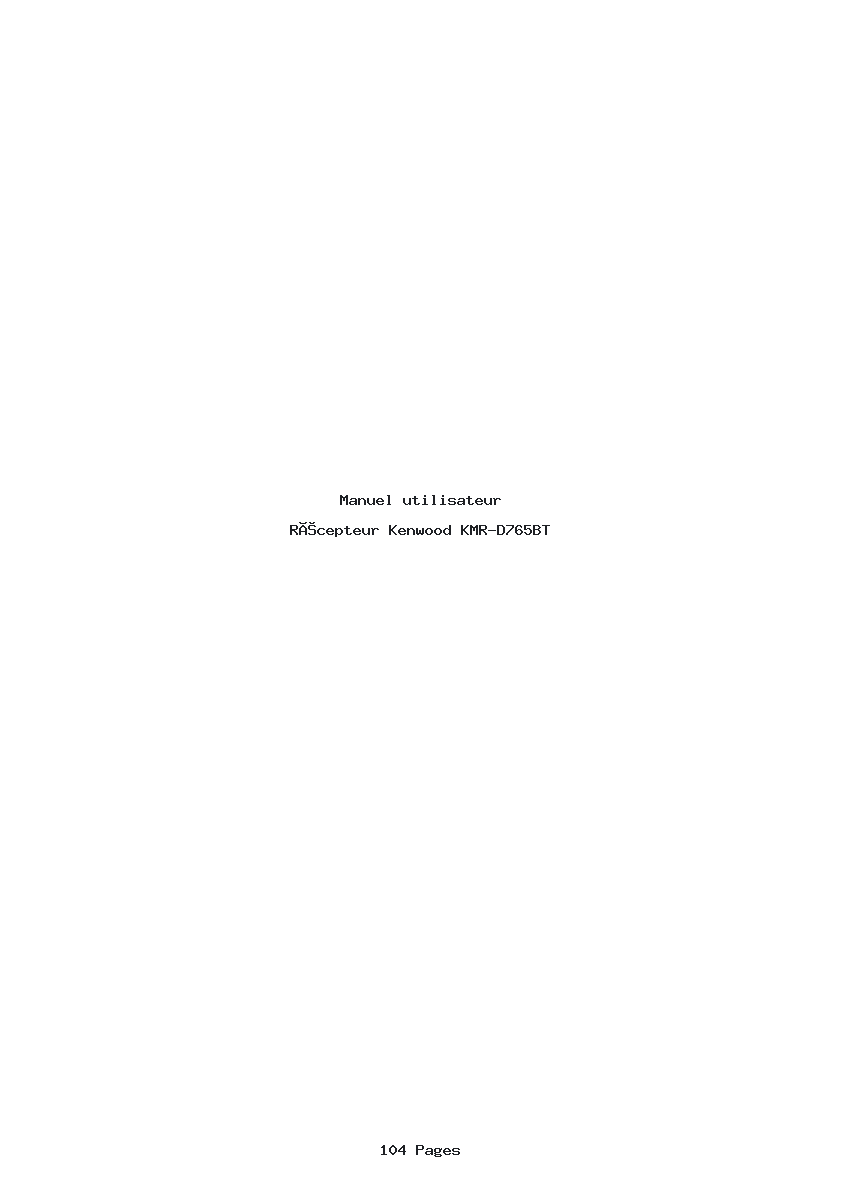 Page 1 de la notice Manuel utilisateur Kenwood KMR-D765BT
