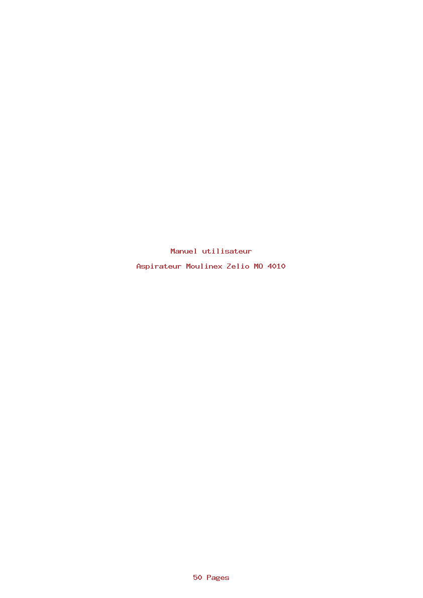 Page 1 de la notice Manuel utilisateur Moulinex Zelio MO 4010