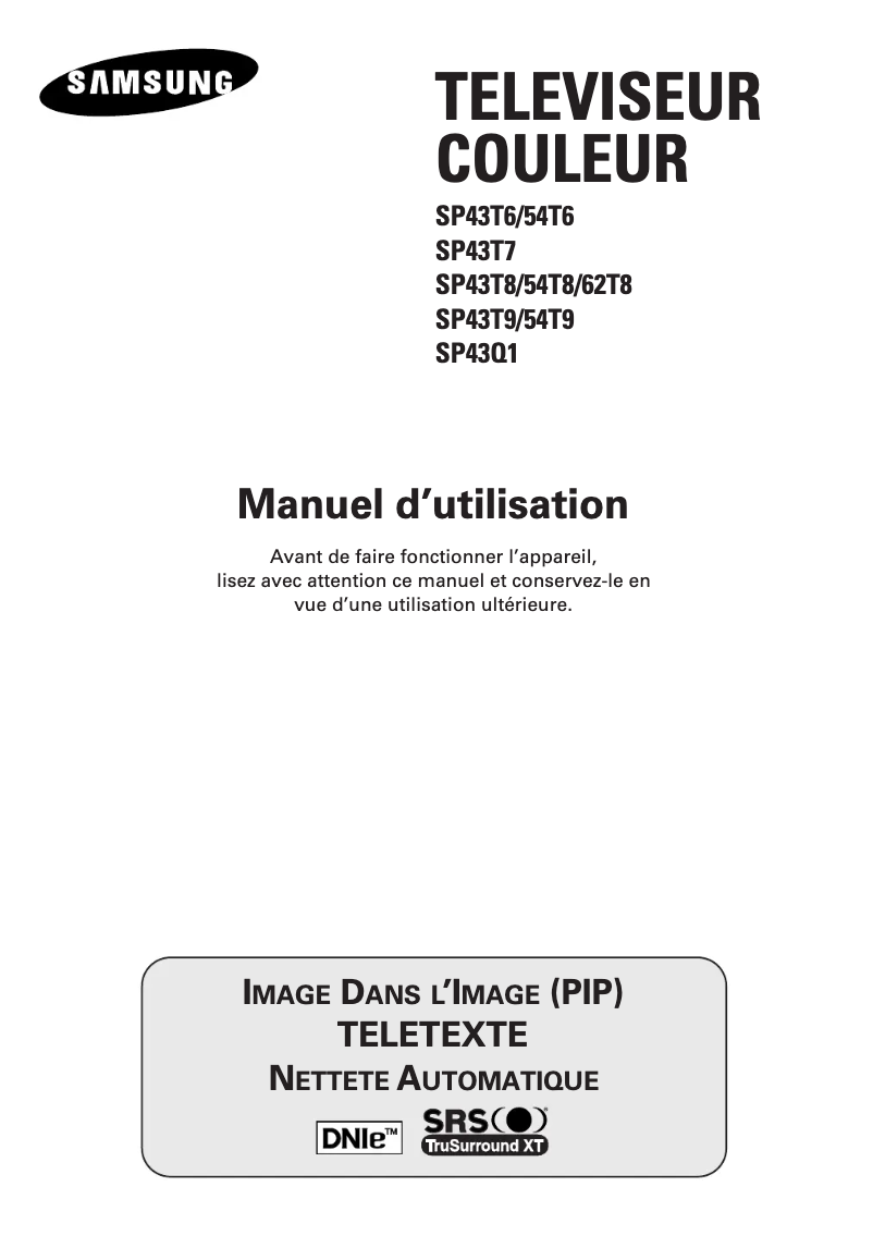 Página 1 del manual Manual de usuario Samsung SP-62T8HE