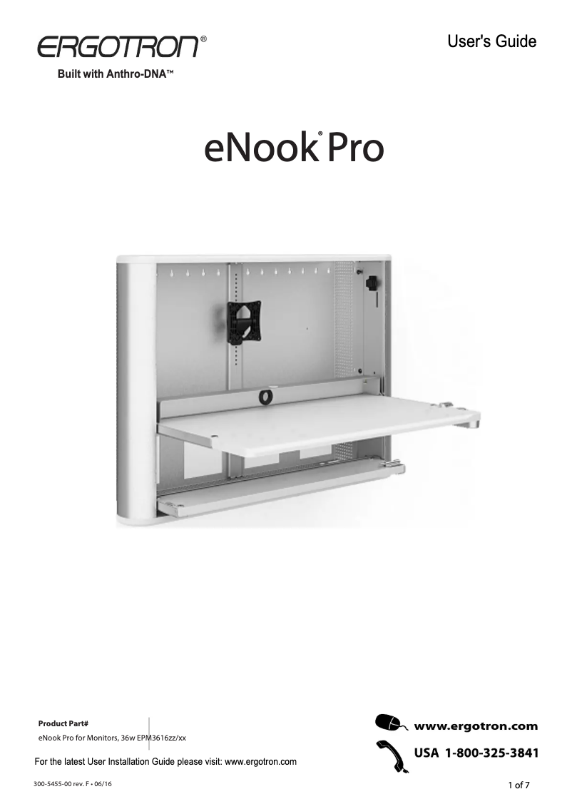 Page 1 de la notice Manuel utilisateur Ergotron eNook