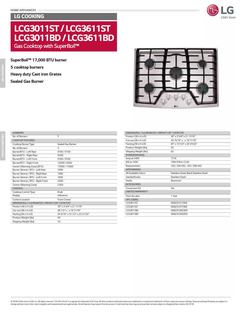 Page 1 de la notice Fiche technique LG LCG3011BD