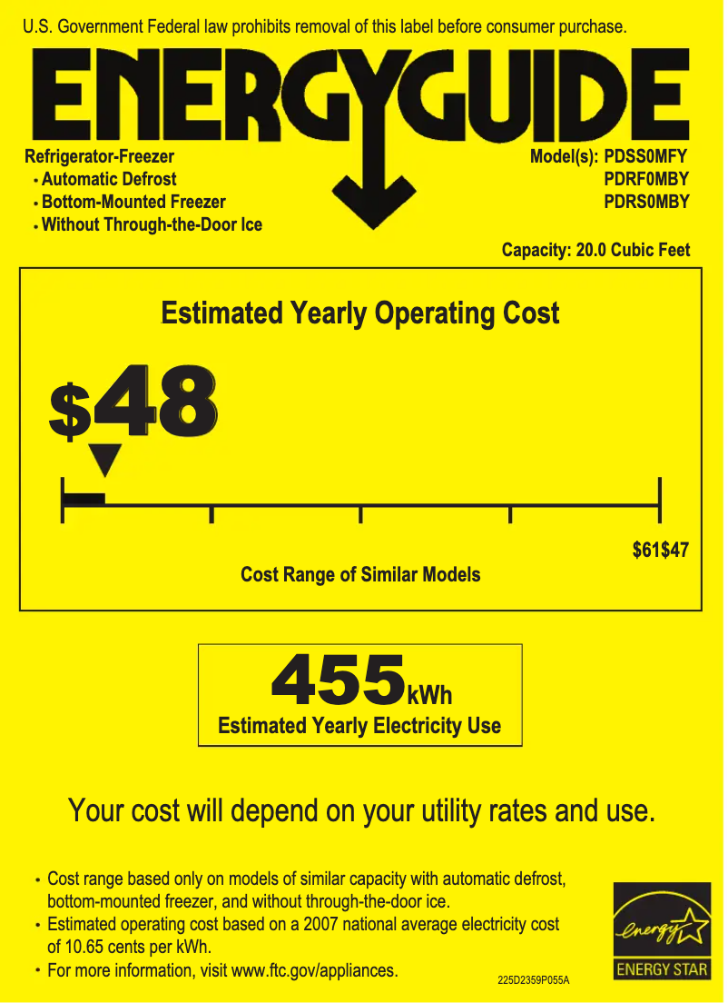 Página 1 del manual Etiqueta energética GE Profile PDSS0MFYRSS
