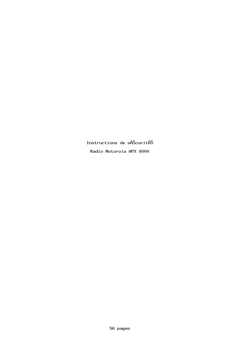 Page 1 de la notice Instructions de sécurité Motorola APX 8000