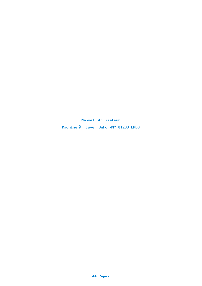 Page 1 de la notice Manuel utilisateur Beko WMY 81233 LMB3