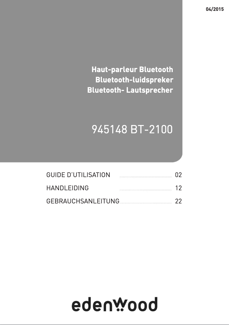 Page 1 of the manual User Manual Edenwood BT-1200