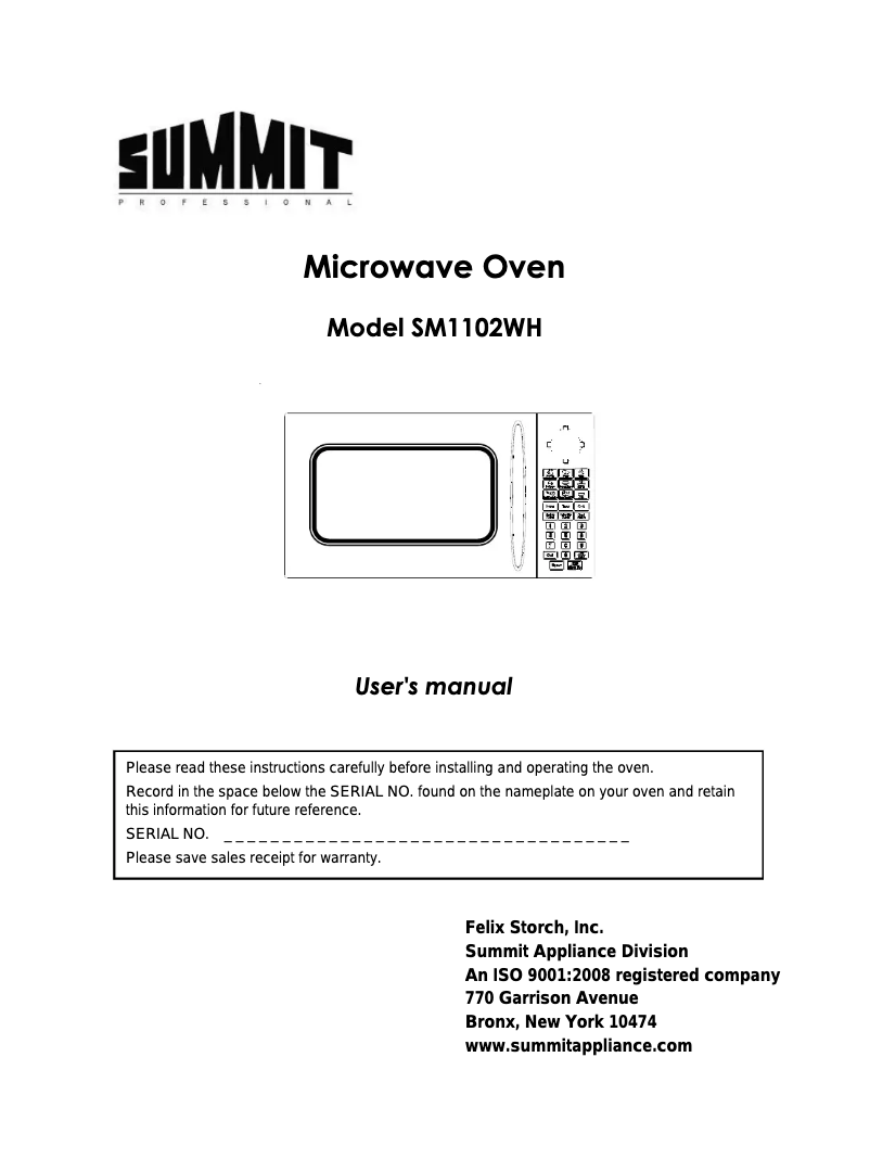 Page 1 de la notice Manuel utilisateur Summit SM1102WH