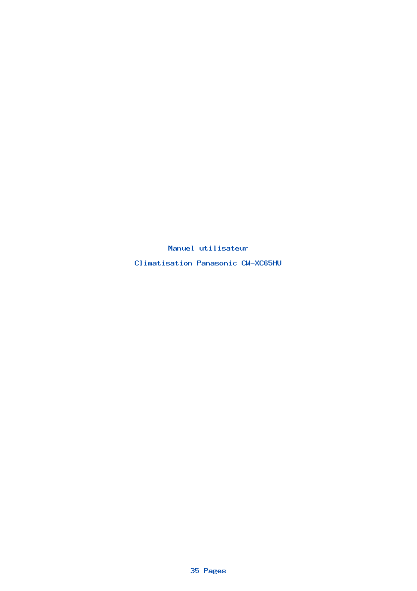 Page 1 de la notice Manuel utilisateur Panasonic CW-XC65HU
