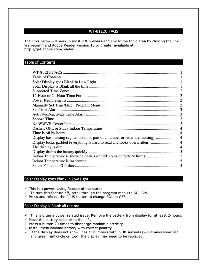 Page 1 de la notice FAQ La Crosse Technology WT-8112U-WH