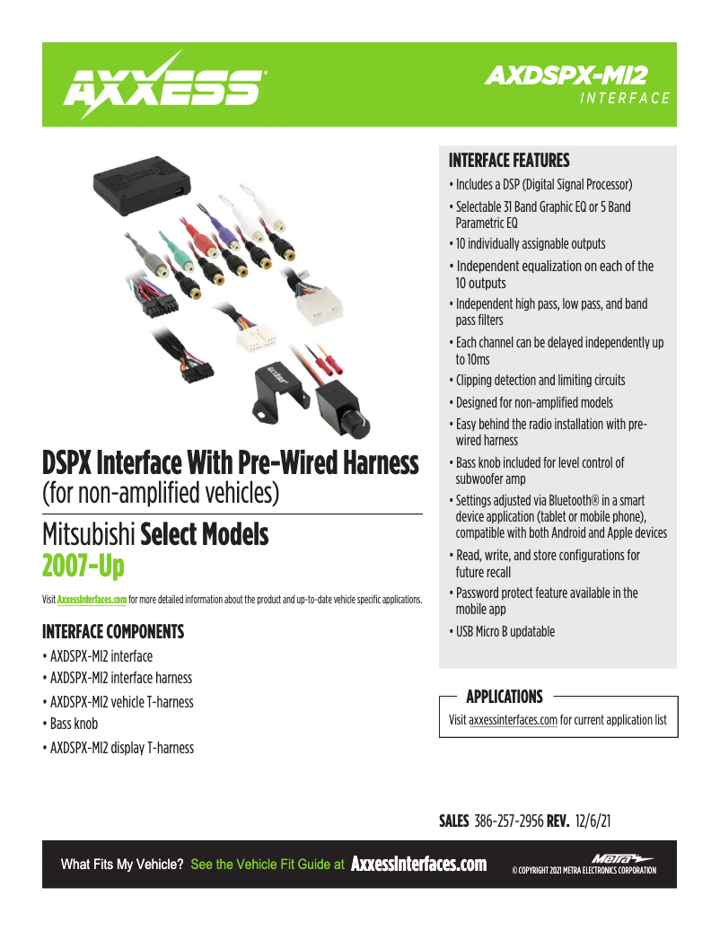 Page 1 de la notice Fiche technique AXESS AXDSPX-MI2