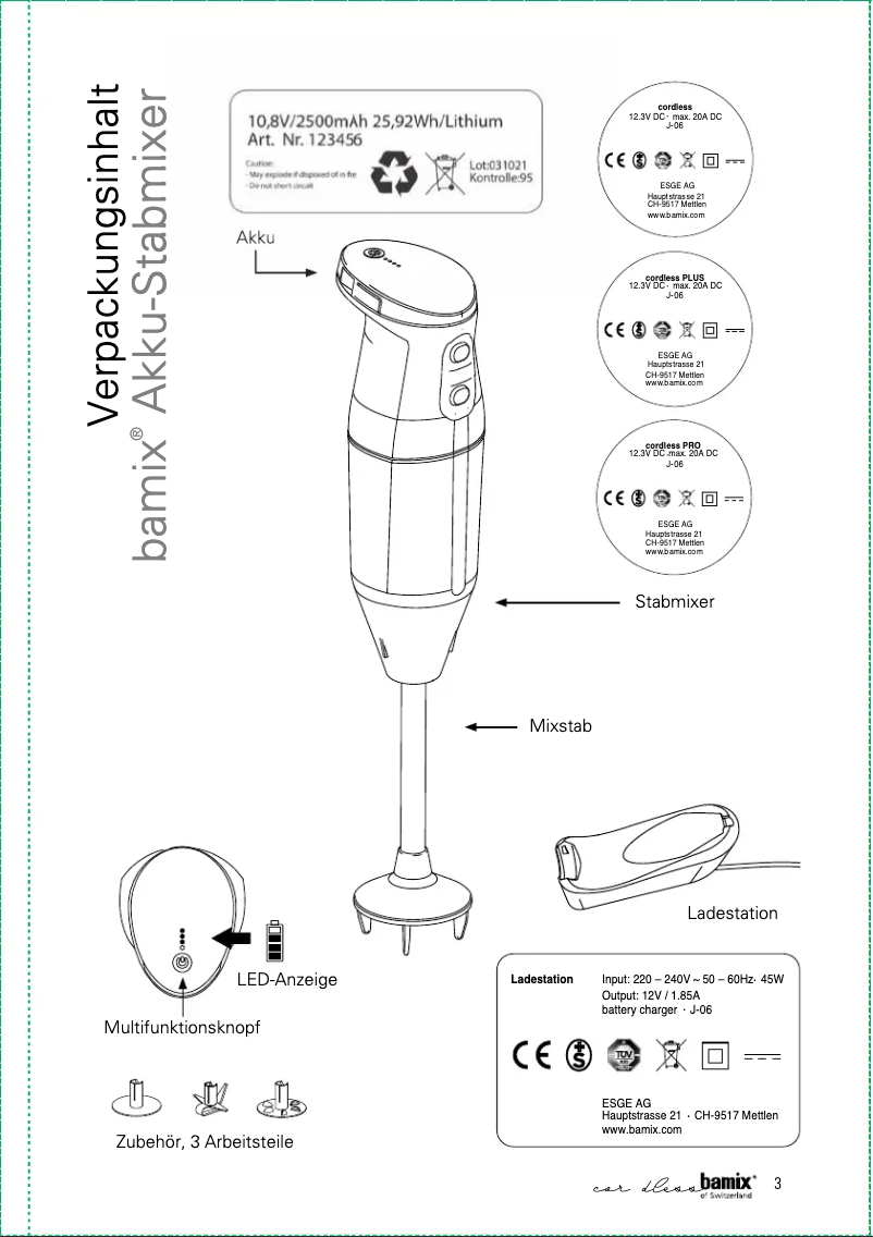 Page 1 de la notice Manuel utilisateur Bamix Cordless Plus
